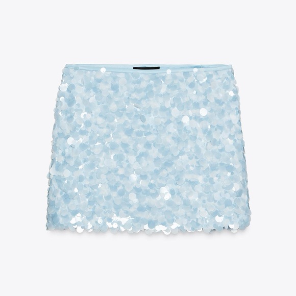 Zara Sky Blue Sequin Mini Skirt - Picture 5 of 5